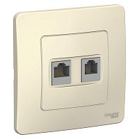 BLNIS045112 Розетка компьютерная + телефонная 2-м СП Blanca RJ45 кат.5E + RJ11 молочн. SE 