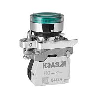 248259 Кнопка КМЕ 4610мЛС 220В 1но+0нз цилиндр индикатор IP65 зел. КЭАЗ 