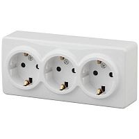 Б0020700 Розетка 3-м ОП Эра Эксперт 11-2208-01 16А IP20 250В 3х2P+E Schuko бел. Эра 