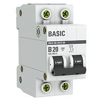 mcb4729-2-20-B Выключатель автоматический модульный 2п B 20А 4.5кА ВА 47-29 Basic EKF 