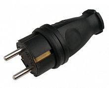 4690612010236 Вилка прямая с з/к каучук 16А IP44 черн. 9210 IN HOME 