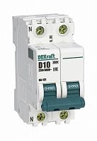 11196DEK Выключатель автоматический модульный 2п (1P+N) D 10А 4.5кА ВА-101 DEKraft 
