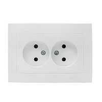 EWR10-102-10 Розетка 2-м СП Валенсия 10А IP20 без заземл. защ. шторки бел. PROxima EKF 