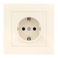 EWR16-028-20 Розетка 1-м СП Валенсия 16А IP20 с заземл. защ. шторки крем. PROxima EKF 