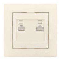 EWK02-035-20 Розетка компьютерная 2-м СП Валенсия RJ45 крем. PROxima EKF 