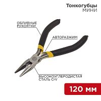 12-4604 Тонкогубцы мини 120мм авторазжим обливные рукоятки никелир. Rexant 