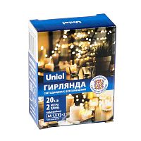 UL-00007205 Гирлянда LED на батарейках ULD-S0200-020/SСB/2AA MULTI IP20 DEW 2AA (не в/к) "Роса" 2м 20 диодов разноцвет. провод медн. Uniel 