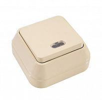 45221 Выключатель 1-кл. ОП 10А IP20 с подсветкой крем. Makel 