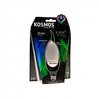 KLED3wCW230vE1445 Лампа светодиодная KOSMOS premium 3Вт свеча на ветру E14 230В 4500К Космос 