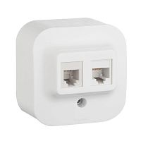782221 Розетка компьютерная + телефонная 2-м ОП 2мод. Quteo RJ45 + RJ11 кат.5E UTP IP20 бел. Leg 