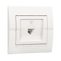 702-0202-137 Розетка телефонная 1-м СП Deriy RJ11 16А IP20 евро стандарт бел. LEZARD 