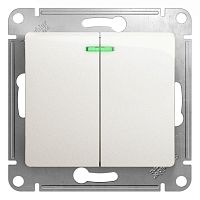 GSL000653 Выключатель 2-кл. СП Glossa 10А IP20 (сх. 5а) 10AX с подсветкой механизм перламутр. SE 