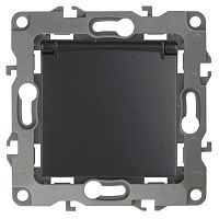 Б0014697 Розетка 1-м СП Эра12 12-2103-05 16А IP20 16AX 250В 2P+E Schuko защ. шторки с крышкой механизм антрацит Эра 