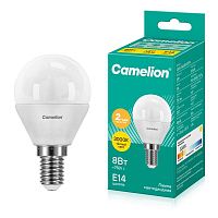 12391 Лампа светодиодная LED8-G45/830/E14 8Вт шар 3000К тепл. бел. E14 720лм 170-265В Camelion 
