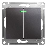 GSL001353 Выключатель 2-кл. СП Glossa 10А IP20 (сх. 5а) 10AX с подсветкой механизм графит SE 