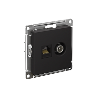 ATN001089 Розетка компьютерная + телевизионная 2-м СП AtlasDesign RJ45 кат.5E + TV механизм карбон SE 