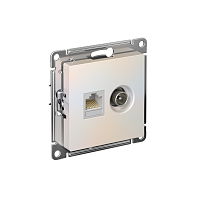 ATN000489 Розетка компьютерная + телевизионная 2-м СП AtlasDesign RJ45 кат.5E + TV механизм жемчуж. SE 