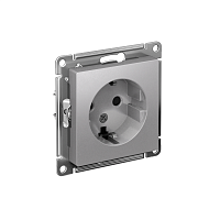 ATN000345 Розетка 1-м СП AtlasDesign 16А IP20 с заземл. защ. шторки механизм алюм. SE 