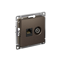 ATN000689 Розетка компьютерная + телевизионная 2-м СП AtlasDesign RJ45 кат.5E + TV механизм мокко SE 