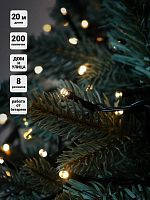 4690601045461 Гирлянда светодиодная "Нить" LD200-GWW-BO 20м 200LED тепл. бел. уличная 8 режимов элементы питания 3хAA SHLights 