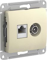 GSL000289 Розетка компьютерная + телевизионная 2-м Glossa RJ45 кат.5E + TV механизм беж. SE 