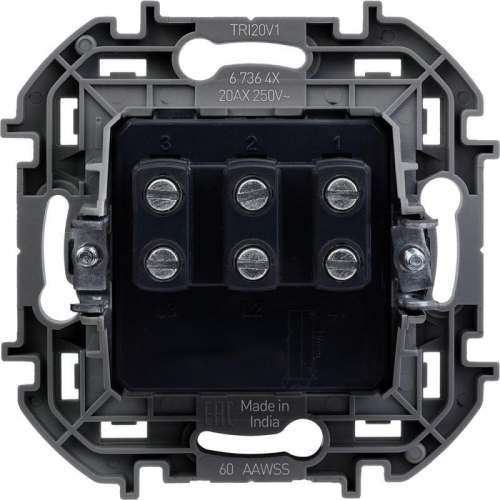 673641 Выключатель 3-кл. Inspiria 20А IP20 250В 10AX механизм сл. кость Leg  фото 2