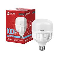 4690612035697 Лампа светодиодная LED-HP-PRO 100Вт грушевидная 6500К холод. бел. E27 9500лм 150-275В с адаптером E40 бел. IN HOME 