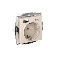 ATN000232 Розетка AtlasDesign 16А с 2-мя заряд. устройствами USB тип A+C 5В/2.4А 2х5В/1.2А механизм беж. SE 