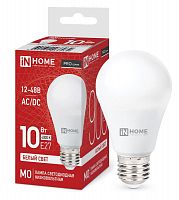 4690612038032 Лампа светодиодная низковольтная LED-MO-PRO 10Вт грушевидная матовая 4000К нейтр. бел. E27 900лм 12-48В IN HOME 