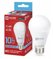 4690612038056 Лампа светодиодная низковольтная LED-MO-PRO 10Вт грушевидная матовая 6500К холод. бел. E27 900лм 12-48В IN HOME 
