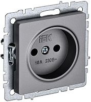 BR-R10-10-K46 Розетка 1-м СП BRITE РС10-1-0-БрС 10А без заземл. без защ. шторок механизм сталь IEK 