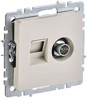 BR-AK20-1-K10 Розетка компьютерная + телевизионная 2-м Brite РТВ/РК12-БрКр RJ45 кат.5E + TV механизм беж. IEK 