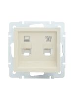 742-0388-143 Розетка компьютерная + телефонная 1-м СП Vesna механизм крем. LEZARD 