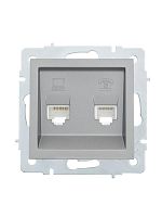 742-3588-143 Розетка компьютерная + телефонная 2-м СП Vesna механизм платина LEZARD 