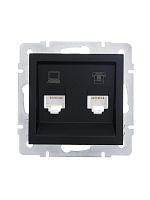 742-4288-143 Розетка компьютерная + телефонная 1-м СП Vesna механизм черн. бархат LEZARD 