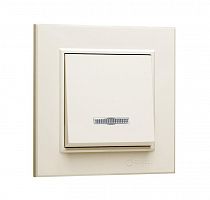 56010021 Выключатель 1-кл. СП Karea 10А IP20 с подсветкой крем. Makel 