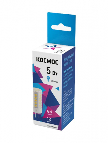 LksmLED5wJCG412v45 Лампа светодиодная 5Вт капсульная 4500К бел. G4 12В керамика КОСМОС 