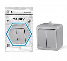 TKL-DT-V2-C06-IP54 Выключатель 2-кл. ОП Dita IP54 10А 250В сер. TOKOV ELECTRIC 