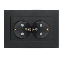 A0050-Gr Розетка 2-м СП Афина 16А IP20 с заземл. защ. шторки в сборе графит Universal 