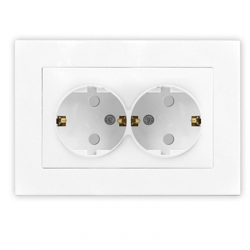 A0050 Розетка 2-м СП Афина 16А IP20 с заземл. защ. шторки в сборе бел. Universal 