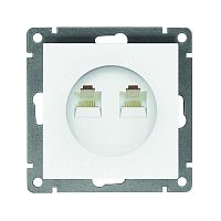 A1086 Розетка компьютерная 2-м СП Афина RJ45 кат.5E механизм бел. Universal 