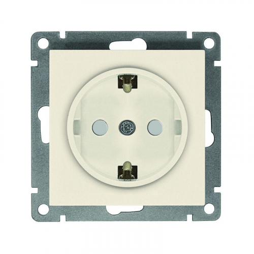 A0049-I Розетка 1-м СП Афина 16А IP20 с заземл. защ. шторки механизм сл. кость (ivory) Universal 