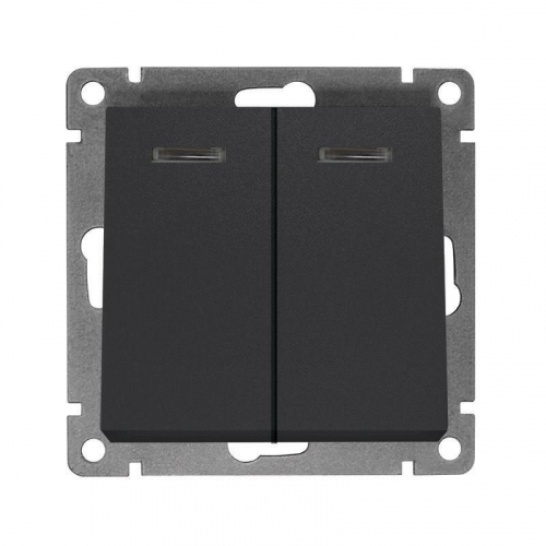A0123-Gr Выключатель 2-кл. СП Афина 10А IP20 с подсветкой механизм графит Universal 