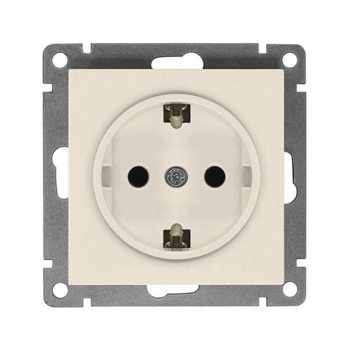 A0028-I Розетка 1-м СП Афина 16А IP20 с заземл. механизм сл. кость (ivory) Universal 