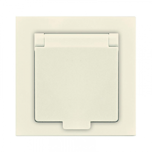 A0029-I Розетка 1-м СП Афина 16А IP20 с заземл. с крышкой в сборе сл. кость (ivory) Universal 