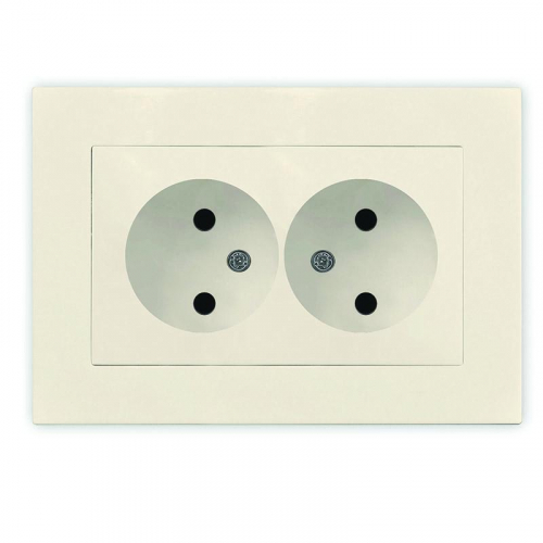 A0102-I Розетка 2-м СП Афина 16А IP20 без заземл. в сборе сл. кость (ivory) Universal 
