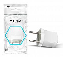 TKL-PL-C01 Вилка прямая 6А 250В без заземл. бел. TOKOV ELECTRIC 