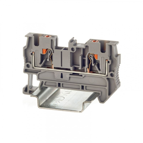 VPR-4-GY Клемма проходная зажим push-in 2 точки подключения 4кв.мм сер. DKC 
