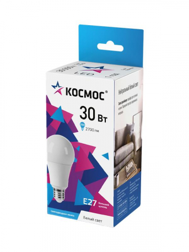 LkecLED30wA70E2745 Лампа светодиодная А70 30Вт 4500К Е27 174-265В КОСМОС 