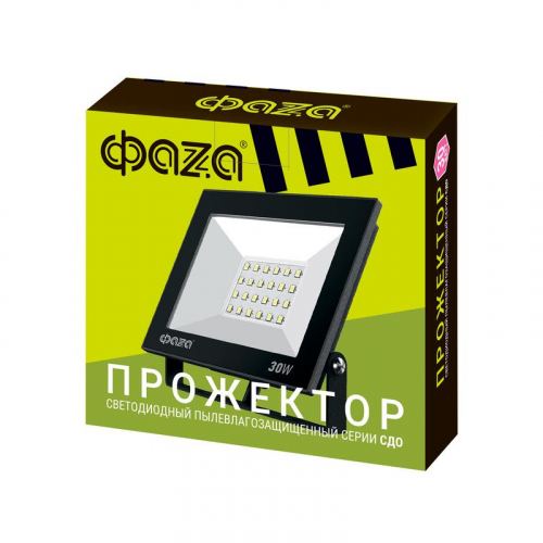 5047280 Прожектор светодиодный СДО-20 30Вт 6500К IP65 230В BL ДО прозр. закален. стекло ФАZА  фото 7